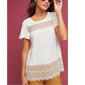 Anthropologie Tops - Anthropologie Linen & Lace Tee Anthropologie Tops - Anthropologie Linen & Lace Tee
